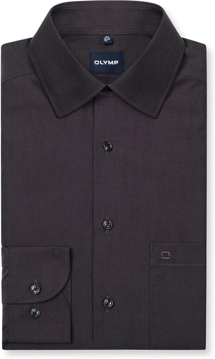 OLYMP Luxor Comfort fit Hemd Langarm New Kent Kragen Chambray Flieder 42 Anthrazit, 42 Anthrazit