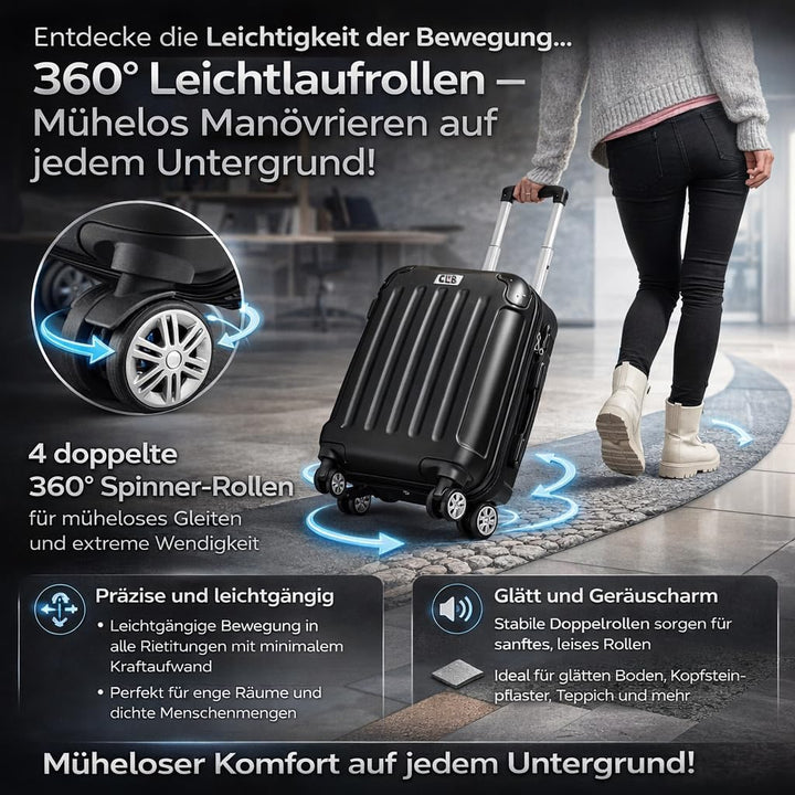 POSH Koffer mittelgross aus ABS - Leichter Hartschalen Trolley 65x45x25 cm - Reisekoffer 62L mit Zah