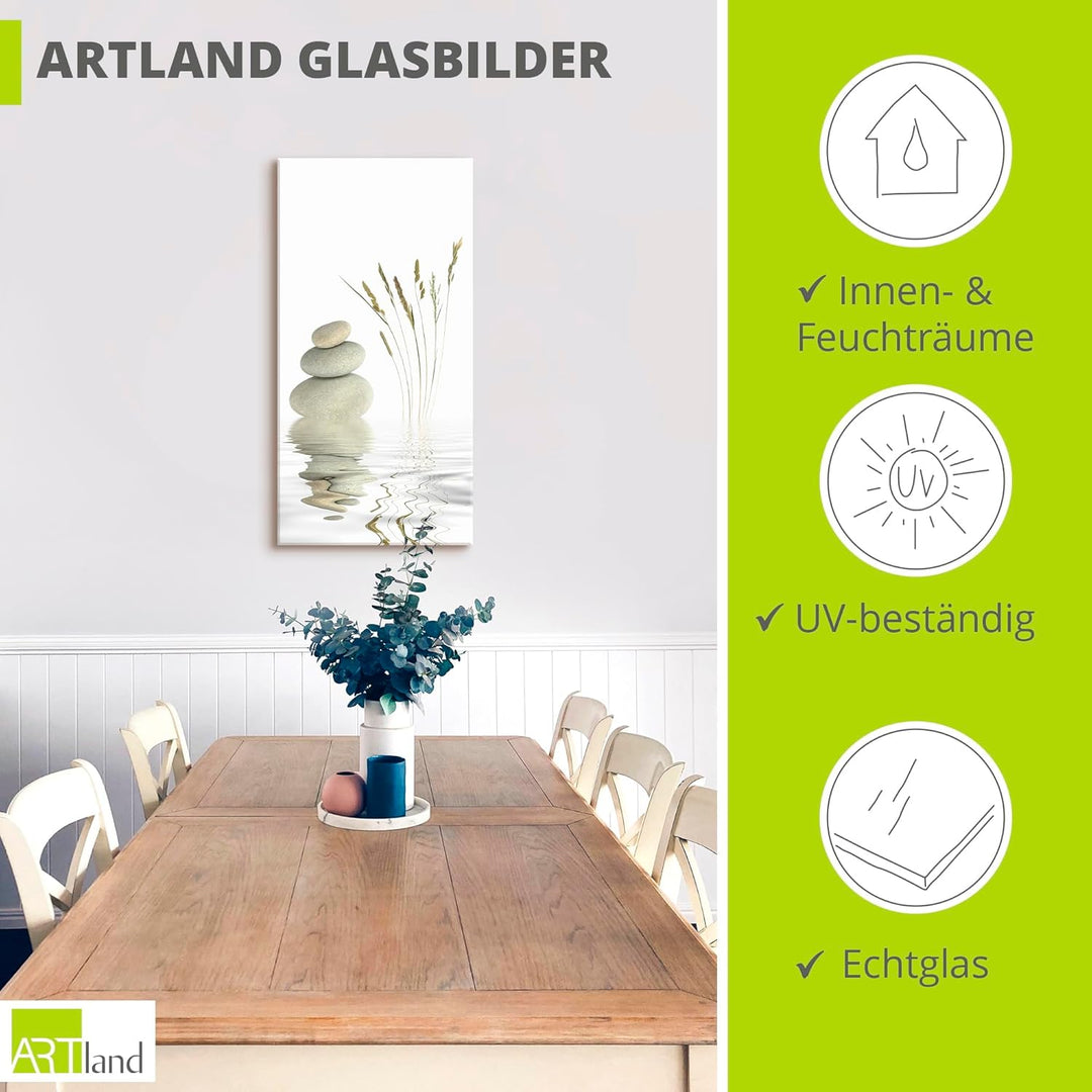 ARTland Glasbilder Wandbild Glas Bild einteilig 30x60 cm Hochformat Asien Wellness Entspannung Spa Z