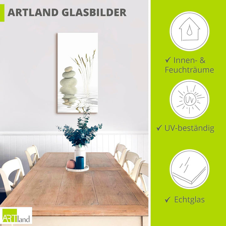 ARTland Glasbilder Wandbild Glas Bild einteilig 50x100 cm Hochformat Asien Wellness Entspannung Spa