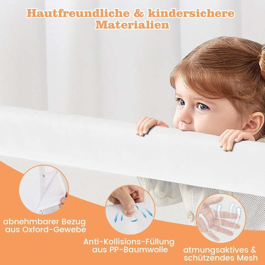 FANTASK Bettschutzgitter klappbar mit Verstellbarer Gurte, Bettgitter Bettschutzgitter, EIN-klick-Fa