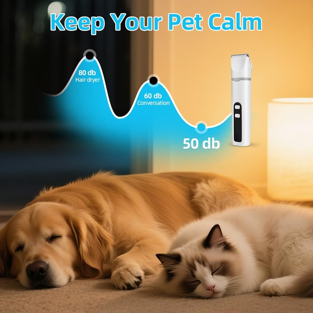 4 in 1 Leise Schermaschine Hund Katze,Leise Pfotentrimmer für Hunde,LCD-Anzeige Haarschneidemaschine