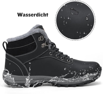 Mishansha Warme Gefüttert Winterschuhe Herren Damen Wasserabweisend Winterstiefel Wanderschuhe Gr.36
