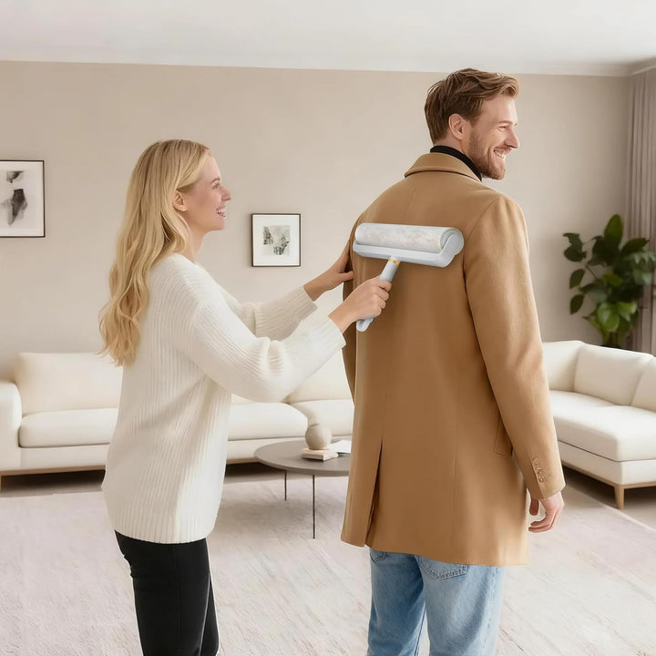 Extra Breit Fusselrolle Staubroller Kit mit Ausdehnbarem Griff, Wiederverwendbar, für Möbel, Auto un