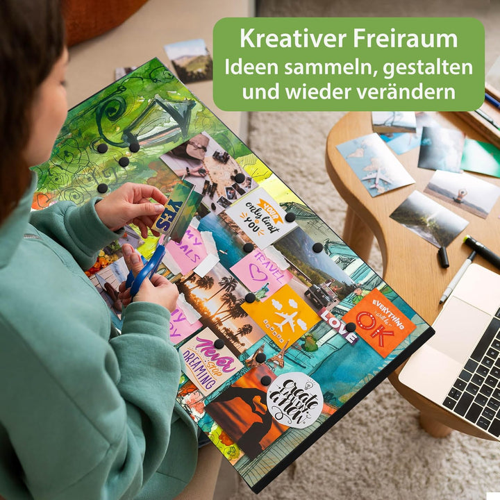 banjado Magnettafel schwarz 78 x 37cm / Magnetwand Metall/Magnetpinnwand als Memoboard/Pinnwand Magn