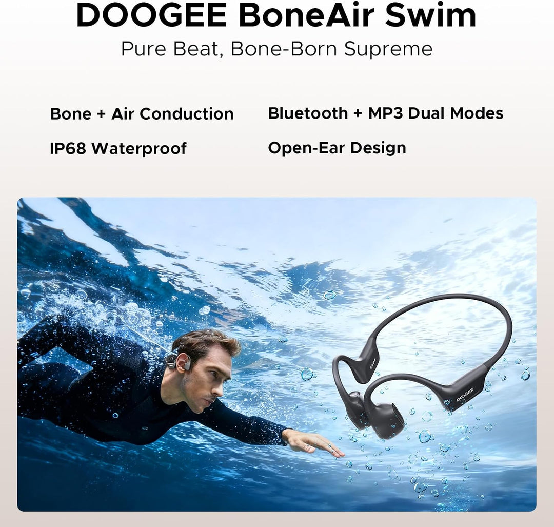 Knochenschall Kopfhörer, Open Ear Kopfhörer BT 5.4 mit 8 Std Spielzeit, IP68 wasserdichte Kopfhörer