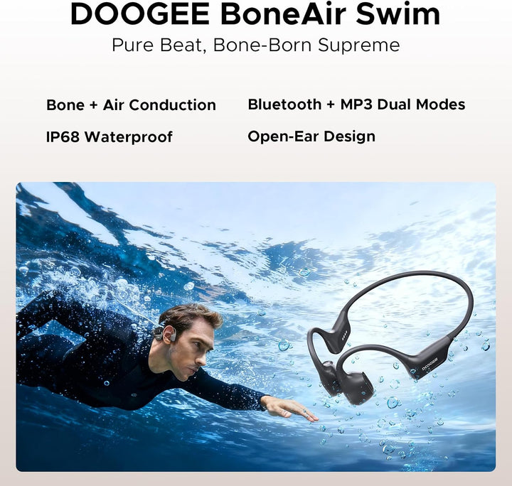 Knochenschall Kopfhörer, Open Ear Kopfhörer BT 5.4 mit 8 Std Spielzeit, IP68 wasserdichte Kopfhörer