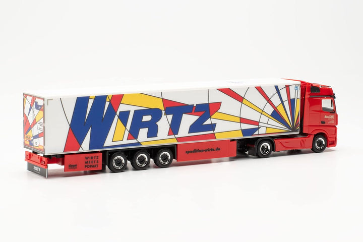 Herpa LKW Modell Mercedes-Benz Actros '18 Bigspace 15 Meter Kühlkoffer-Sattelzug Wirtz Popart, Minia