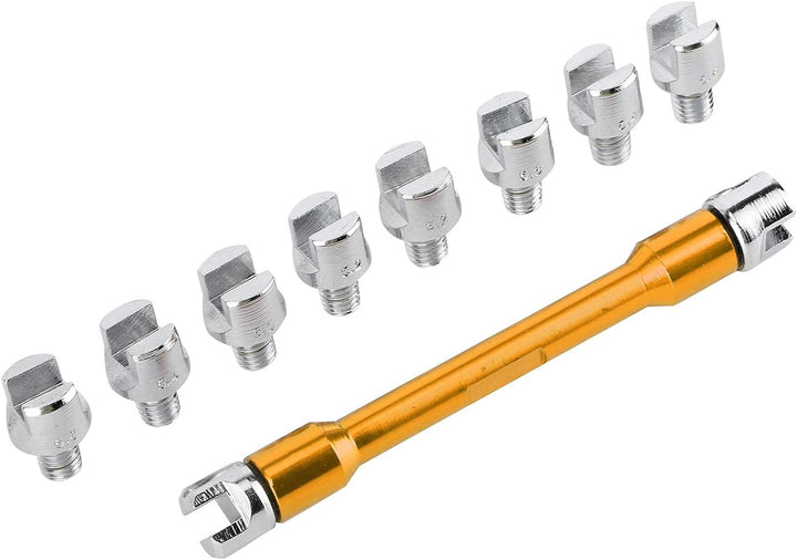 Qiilu Motorrad Speichenschlüssel, Motorrad Speichen Schlüssel CNC Schraubenschlüssel Set 5,0-6,8 Län