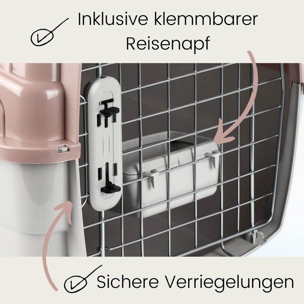 2er Set Transportbox IATA Flugbox Flugzeug Hundebox Hunde Transportbox Hund für 2 Tiertransportbox H