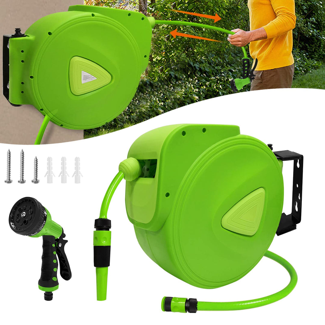 Schlauchtrommel, Automatische Schlauchaufroller, Schlauchaufroller Gartenschlauch Wand-Schlauchbox m