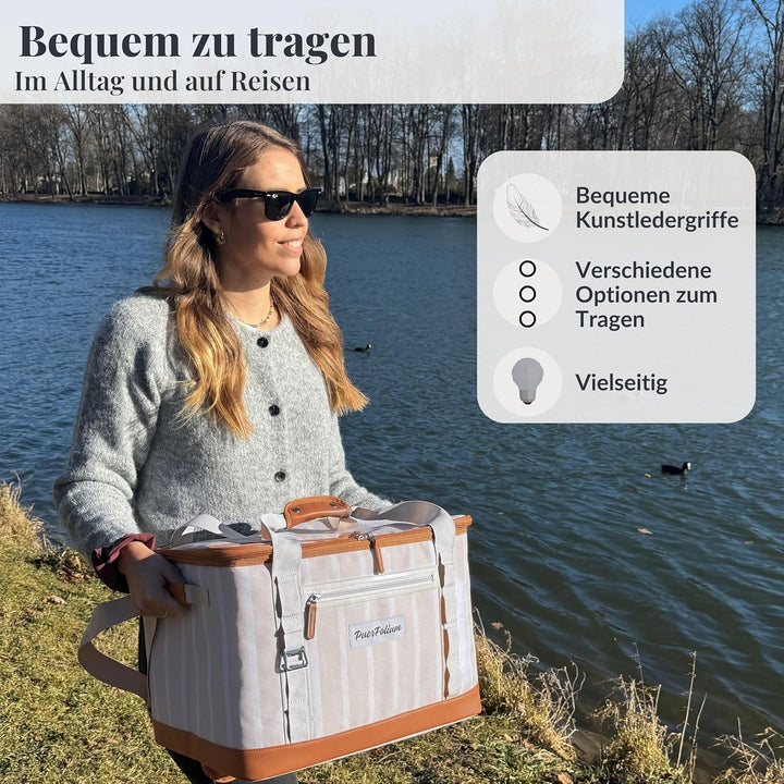Kühltasche Gross 45 L Faltbar Wasserdicht Kühlbox Cooler Bag für Picknick Strand Camping Auto Einkau