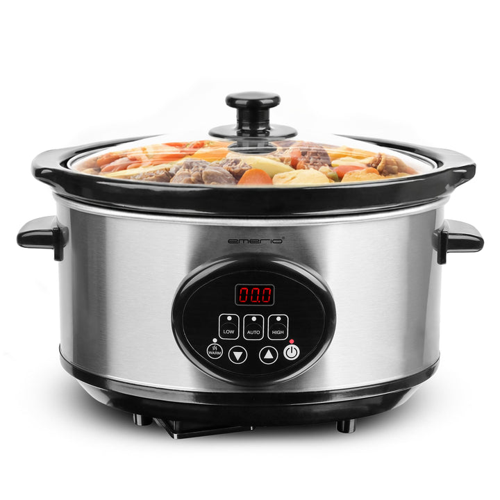 EMERIO Schongarer - Slow Cooker | 3,5L Innentopf aus Keramik (entnehmbar) | 3 Temperaturstufen | Dis