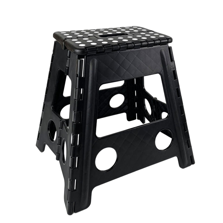 39cm Tritthocker Klappbar, Schwarz Faltbarer Hocker, Bis 150kg Belastbar, Tragbarer Klapphocker mit
