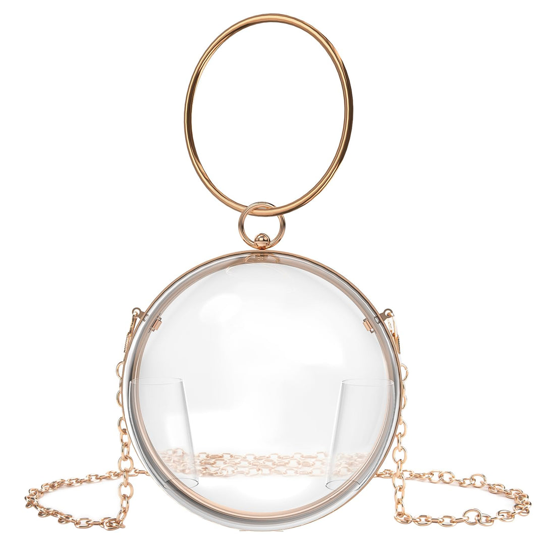 Linkidea Sphere Klare Geldbörse, Acrylbox Abendtasche, Damen Klar Messenger Schultertasche für Party