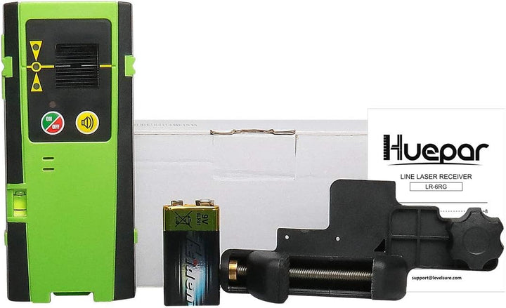Huepar LR-6RG Laserdetektor für Puls-Kreuzlinienlaser, Digital Laserempfänger für Rote und Grüne Las