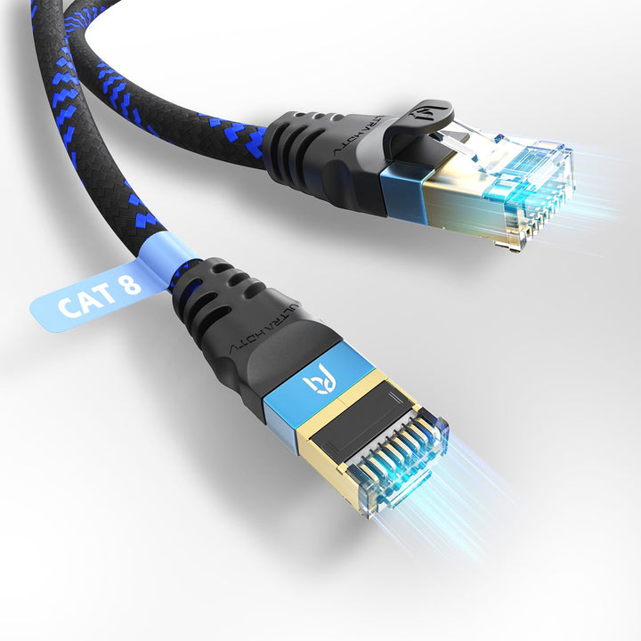Ultra HDTV CAT 8.1 Netzwerkkabel – 1 Meter, 40 Gbps LAN Kabel, Patchkabel Gigabit RJ45 Ethernet, Kni