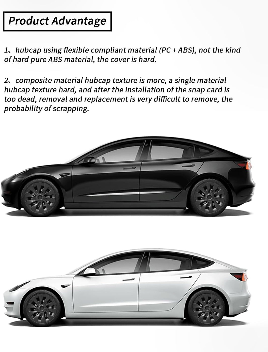 Radkappen 18 Zoll Tesla Model 3, 4 Ersatzteile Kompatibel Mit Tesla Model 3 (18in Model 3- Style 2),