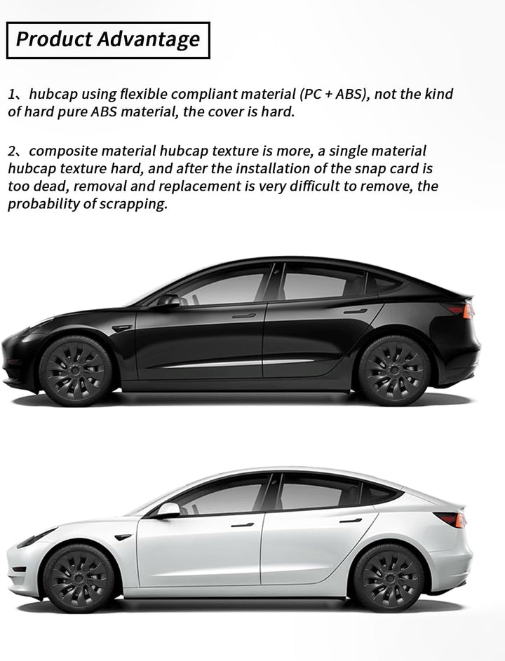 Radkappen 18 Zoll Tesla Model 3, 4 Ersatzteile Kompatibel Mit Tesla Model 3 (18in Model 3- Style 2),
