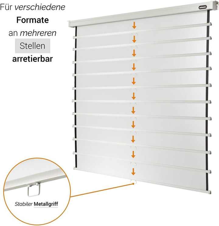 celexon manuell ausziehbare Heimkino- und Business-Beamer-Leinwand 4K und Full-HD Rollo-Leinwand Pro