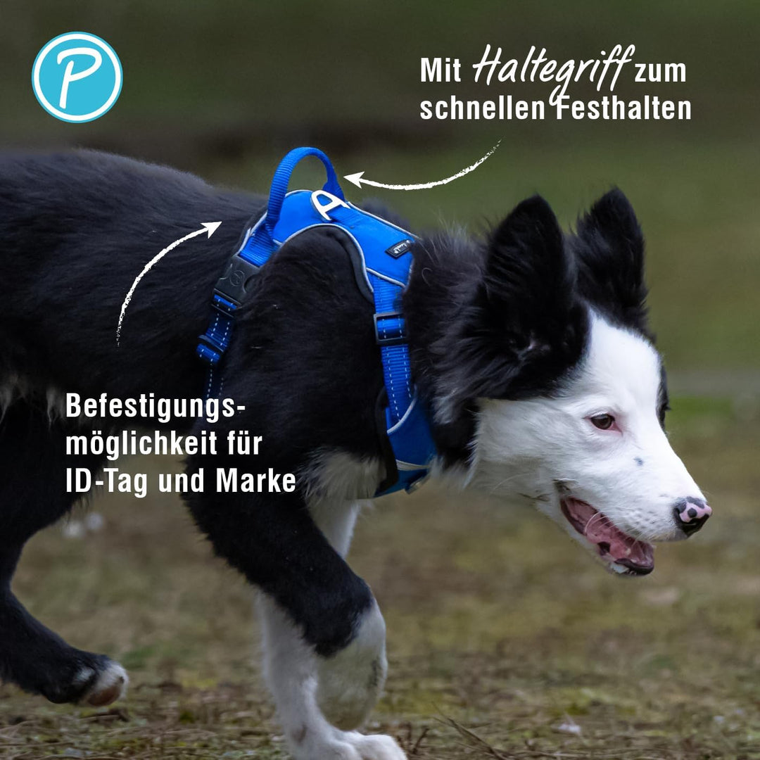 Petlando Hundegeschirr Outdoor – stark reflektierend, gepolstert, atmungsaktiv, robust, stufenlos ve