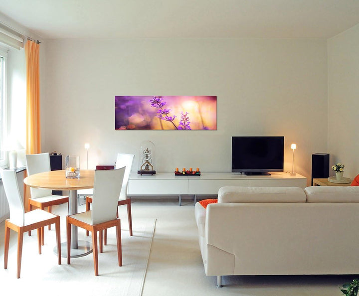 Paul Sinus Art Panoramabild auf Leinwand und Keilrahmen 120x40cm Lavendel Sommer Sonnenlicht