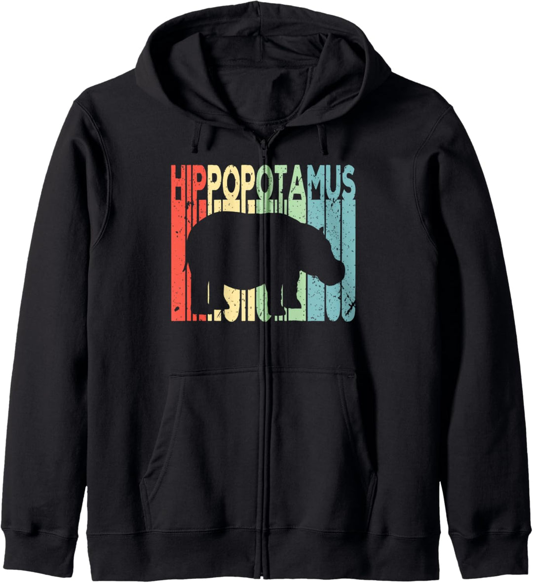 Hippopotamus Vintage Retro Unisex Kapuzenjacke