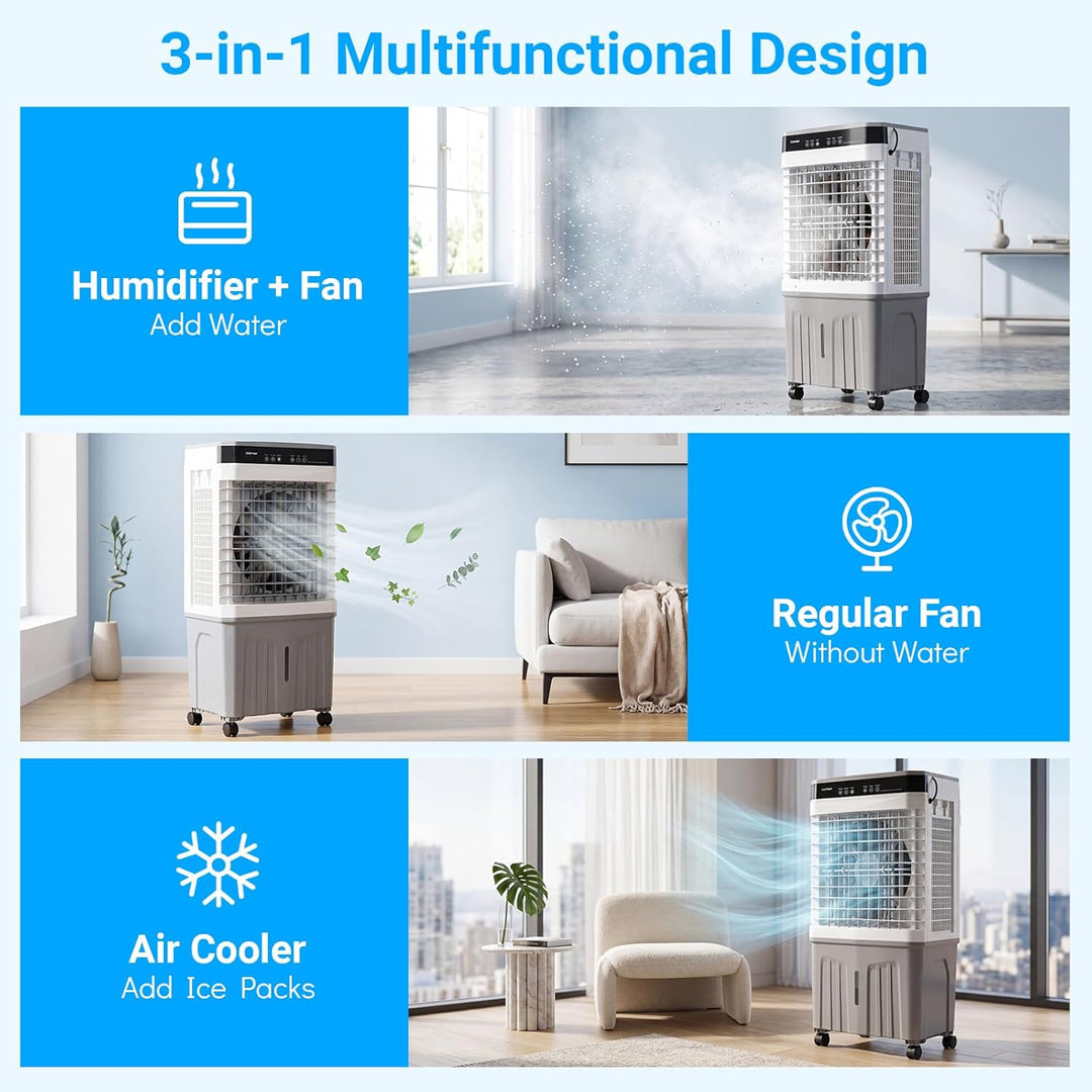COSTWAY Luftkühler mit Wasserkühlung, mobile Klimaanlage ohne abluftschlauch leise, Kühlventilator m