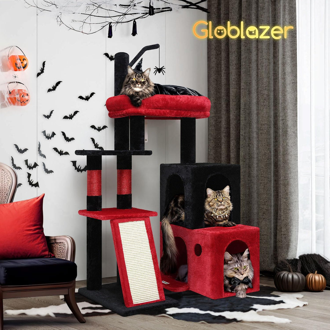 Globlazer F50 Kratzbaum mit Katzenhaus L:50cm Sisalrampe für Katzen Senior | Katzenbaum Stabil für E