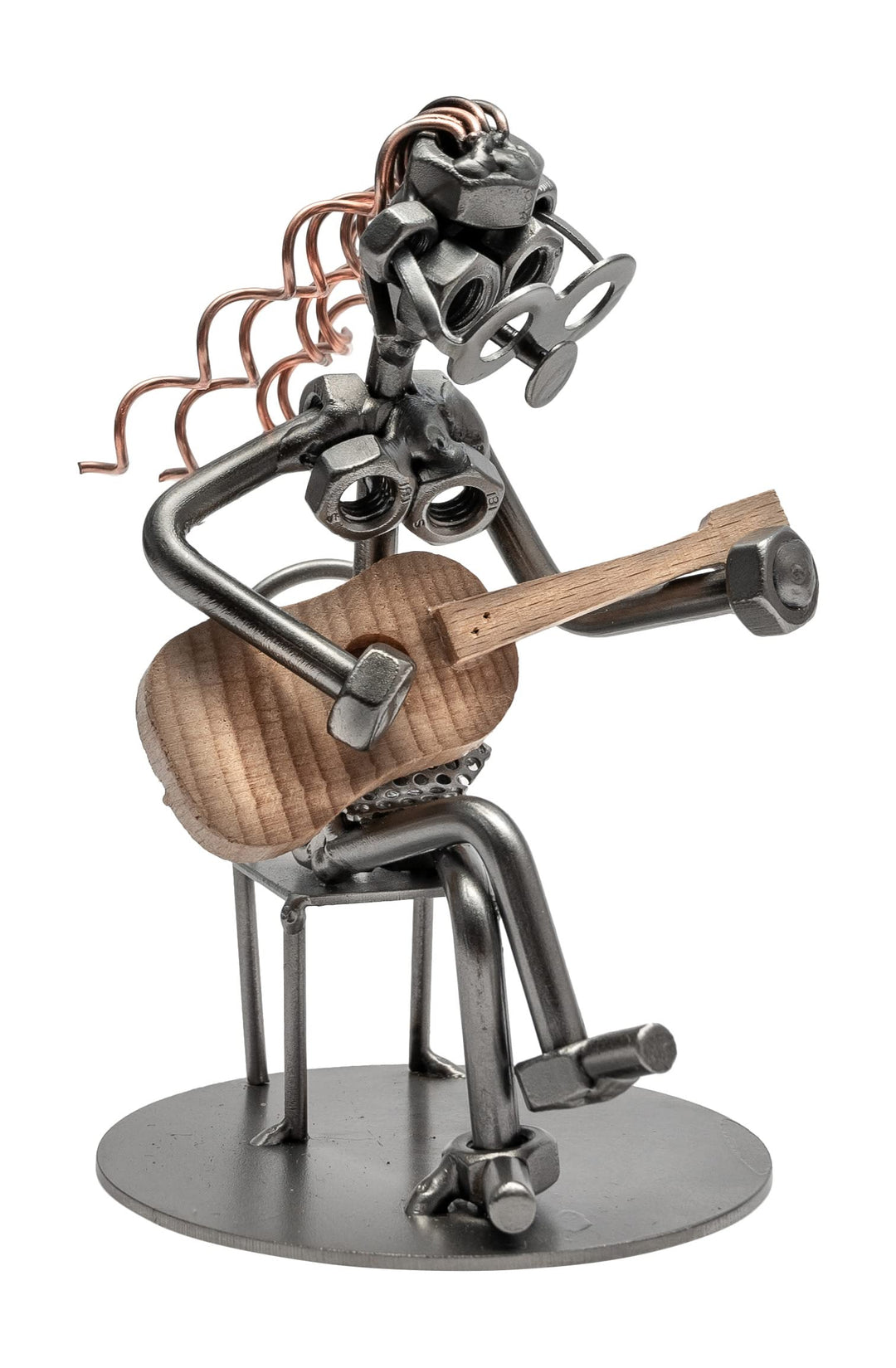 STEEMO Schraubenmännchen Gitarristin Gitarre Geschenk Metall-Deko 9x9x14 cm