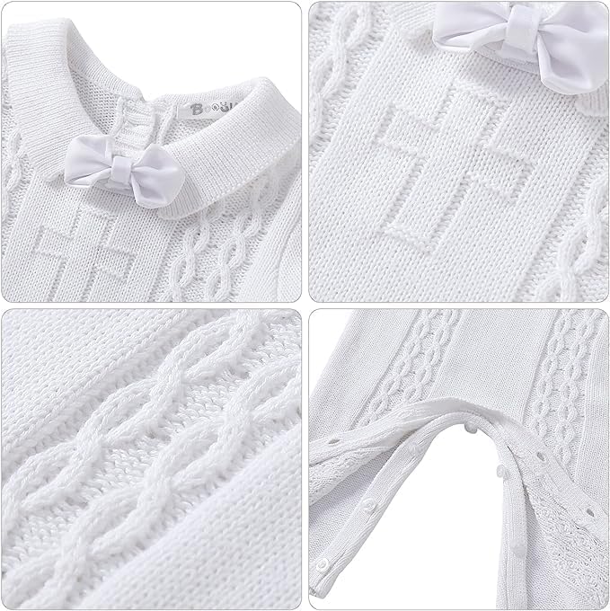 Booulfi Taufe Outfits für Jungen Baby Taufe Outfit Neugeborenes Srping Sommer gestrickt Pullover Str