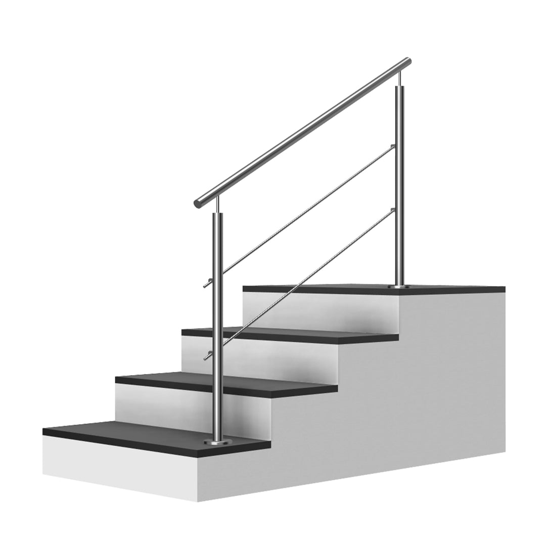 Edelstahl Treppengeländer/Aussengeländer, 1,5m lang, 0,9m hoch, Aufmontage, je 2 Pfosten + Handlauf