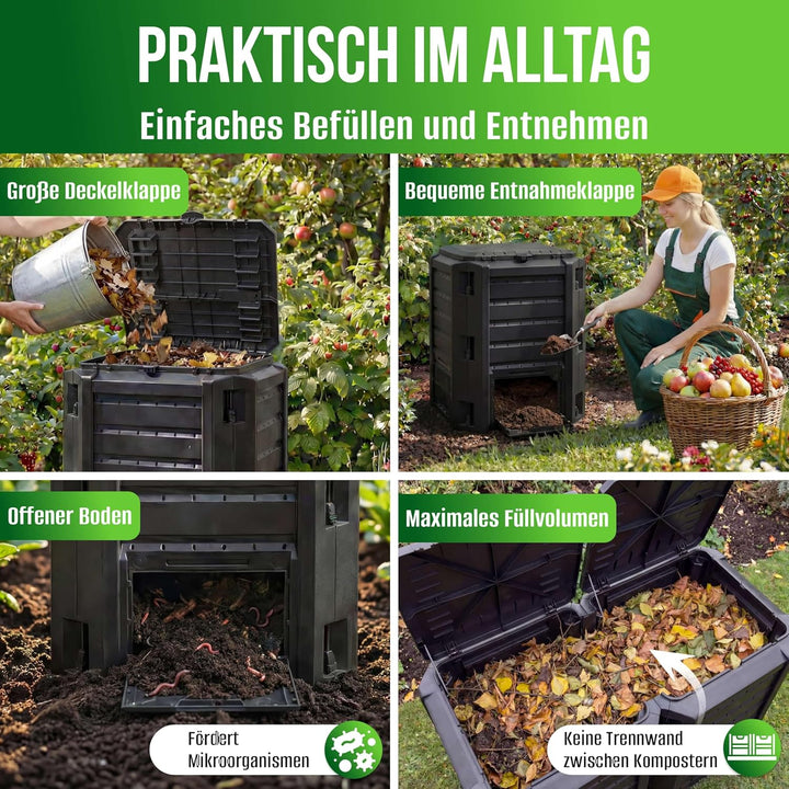 Komposter 380L Weitere Grössen: 800L 1200L 1600L Einzelmodul: 72 x 72 x 83cm witterungsbeständig Dec