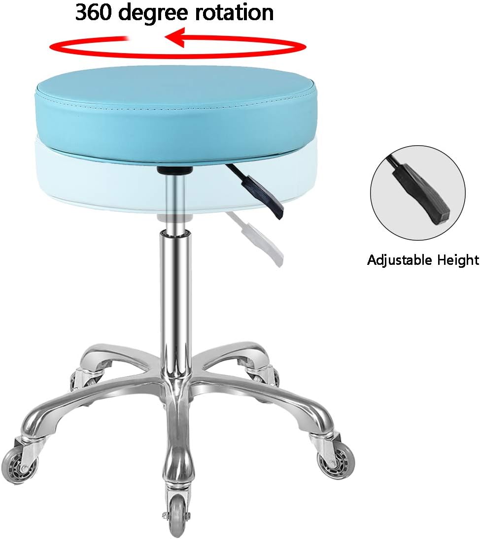 Ainilaily Hocker mit Rollen, Rollhocker höhenverstellbar 10cm Polsterung, Werkstatthocker Sitzhöhe B