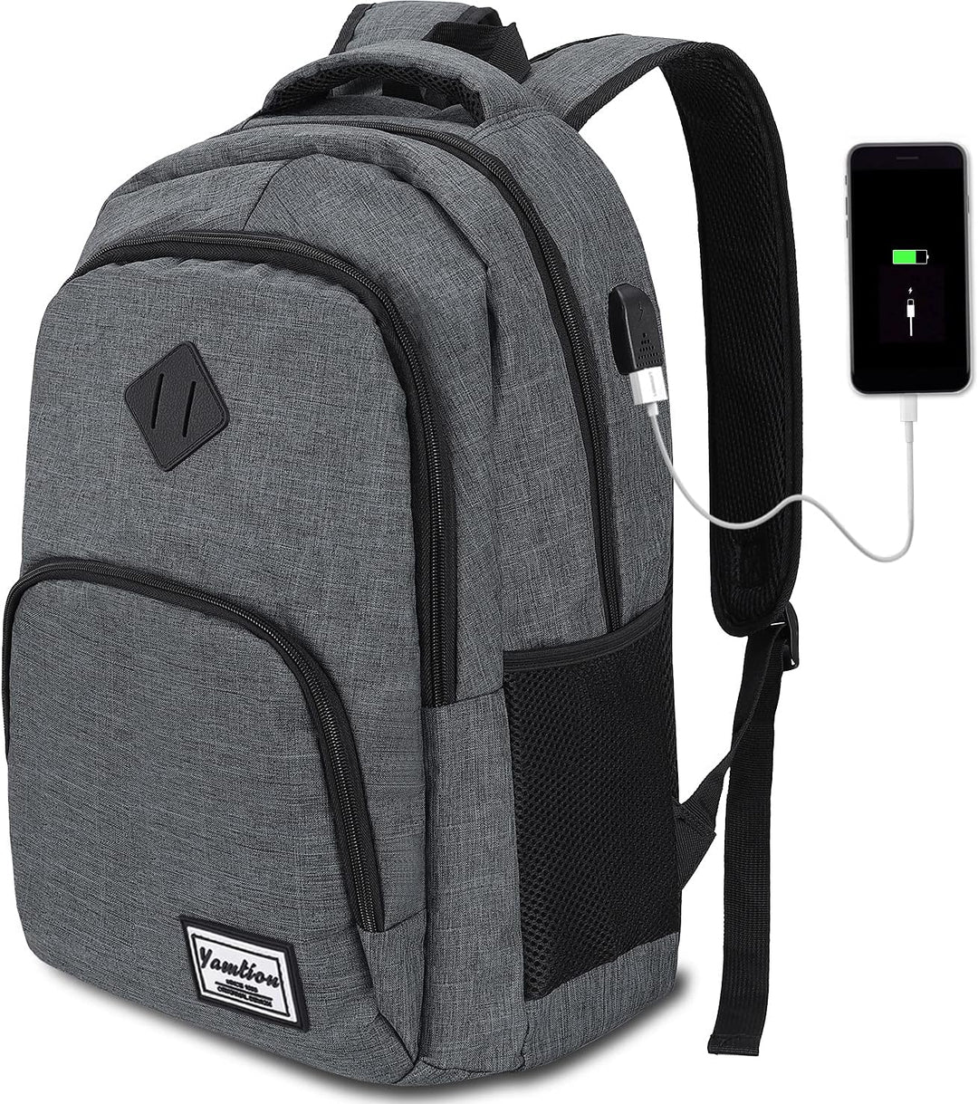 YAMTION Laptop Rucksack,Rucksack Herren mit USB-Ladeanschluss Schulrucksack Jungen Teenager mit 15,6