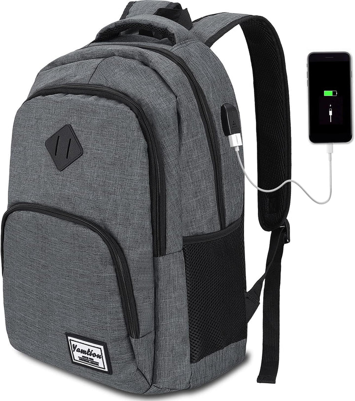 YAMTION Laptop Rucksack,Rucksack Herren mit USB-Ladeanschluss Schulrucksack Jungen Teenager mit 15,6