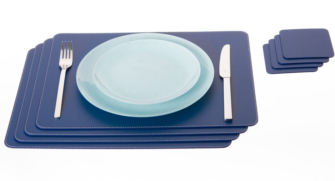 Nikalaz Platzsets und Untersetzer (4er set) aus recyceltem Leder, 4 Stück platzsets und 4 undersetze