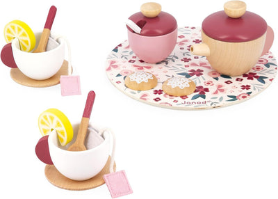 JANOD Twist Tea Set Tee-Spielset-16 Zubehörteile Filz-Rollenspiel-Teeservice für Kinder-Spielzeug au