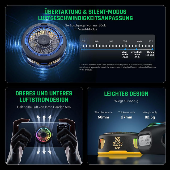 Black Shark FunCooler 5 Magnetic Phone Cooler für Gaming, Tragbarer Handy Kühler mit RGB-Beleuchtung