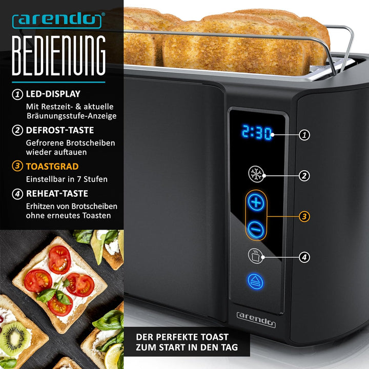 Arendo - Wasserkocher Toaster SET - Edelstahl - Wasserkocher mit Temrpatureinstellung - 45-100 Grad