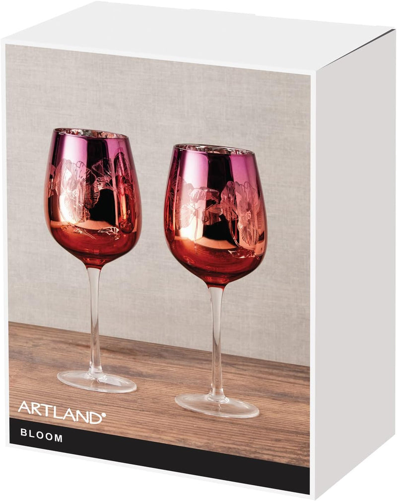 ARTLAND - Bloom Weingläser - Weingläser 2er Set - Mundgeblasenes Weinglas für Wein Geschenkset - Hoh