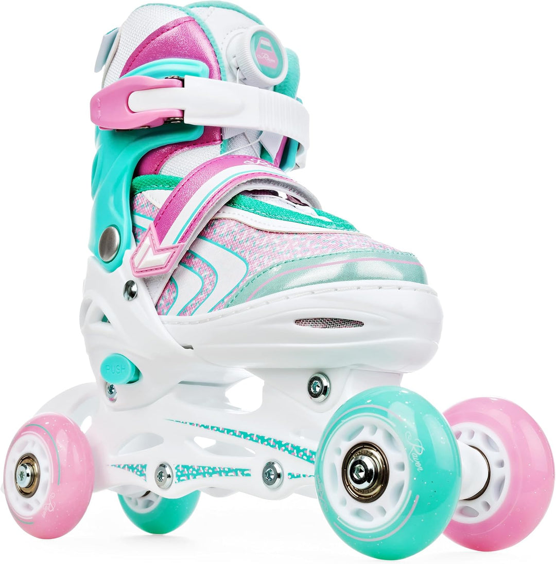 RAVEN 3in1 Inline Skates Triskates Rollschuhe Inliner für Kinder Mädchen verstellbar 27-30 (16,5cm-1