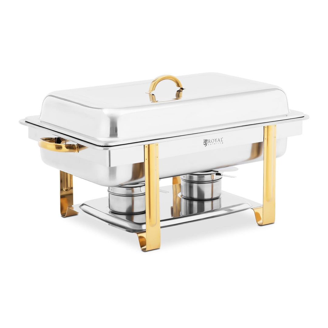 Royal Catering RCCD-RT16_9LG Chafing Dish GN 1/1 Goldakzente 9 L Warmhaltebehälter Rechaud Wärmebehä