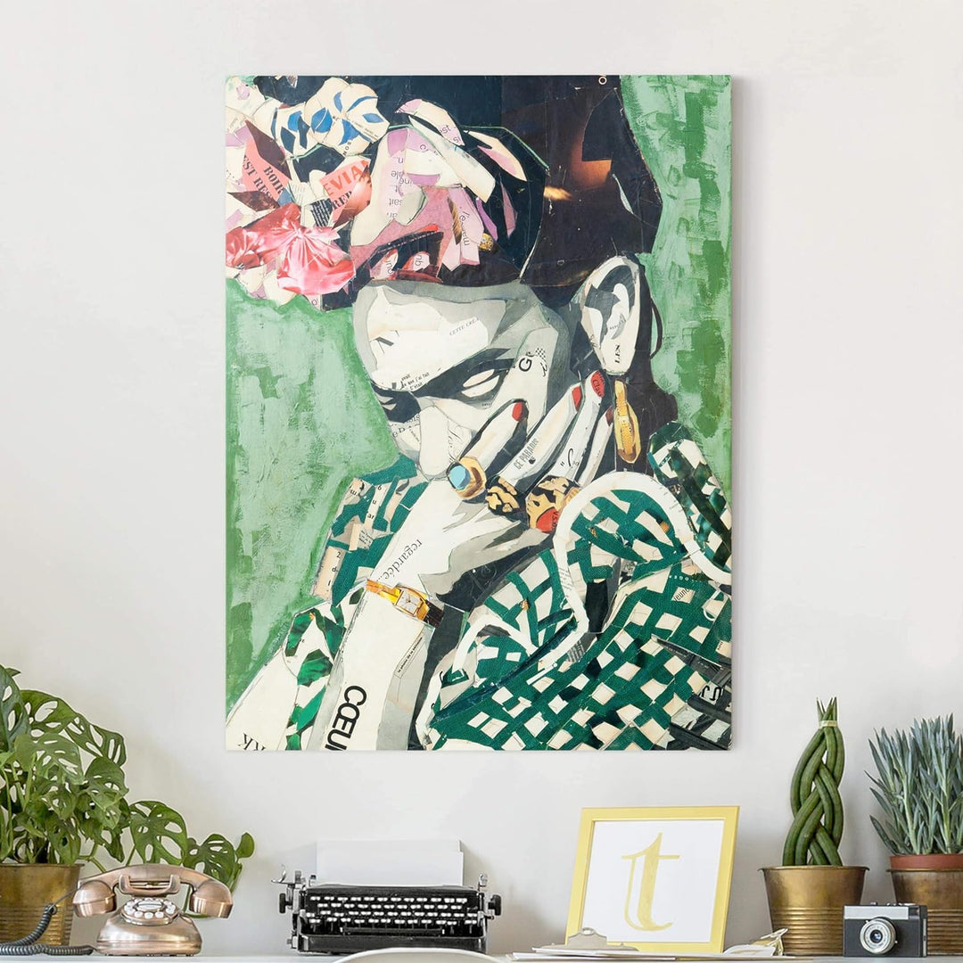 Bilderwelten Leinwandbild - Frida Kahlo - Collage No.3 - Hochformat 4:3 100cm x 75cm, 100cm x 75cm