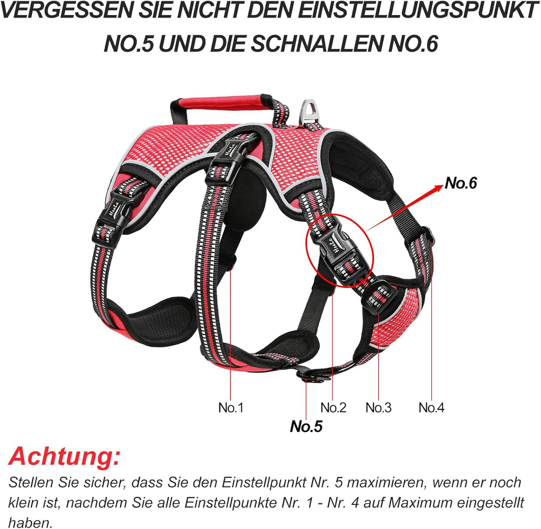 HEELE Hundegeschirr, Ausbruchsicher, Schnalle im Halsbereich, Reflektierend, Brustgeschirr mit Robus