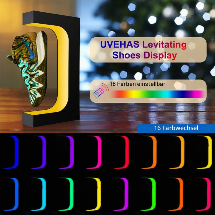 Schwebende Schuh Display Stand, Schwimmende Sneaker Stand mit Fernbedienung 16 Farben LED-Licht roti