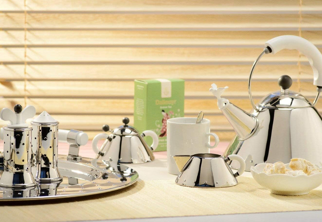 Alessi 9098 B - Design Pfeffermühle mit Rippen, Edelstahl und Thermoplastisches Harz, Schwarz & Salz