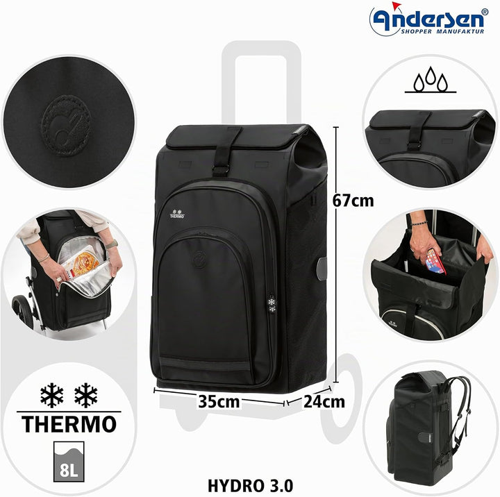 ANDERSEN Einkaufstrolley Ersatztasche - Tasche Hydro 3.0 schwarz 62 L, Schwarz