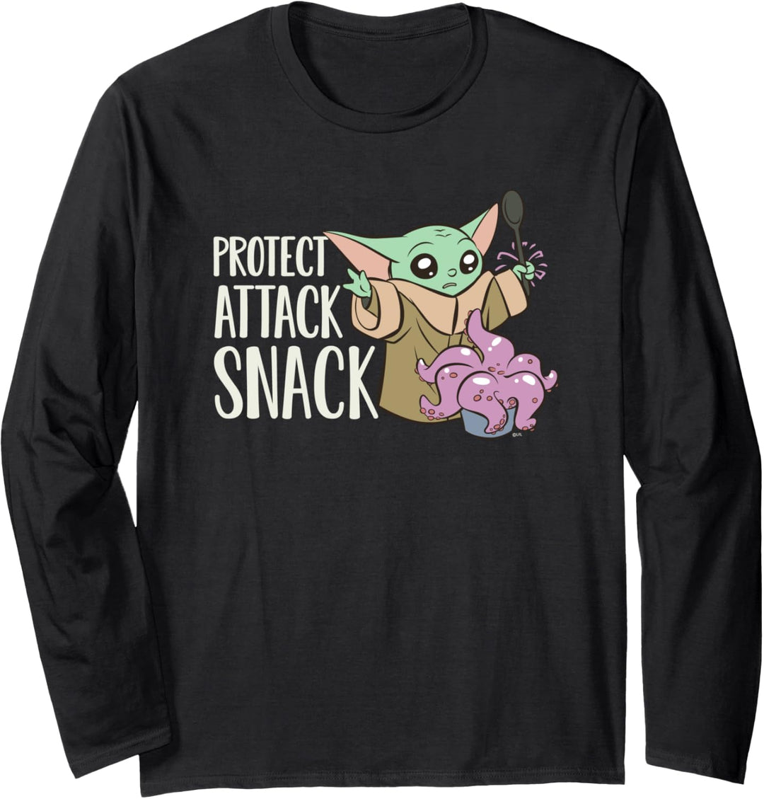 Star Wars The Mandalorian Grogu Protect Attack Snack Chowder Langarmshirt