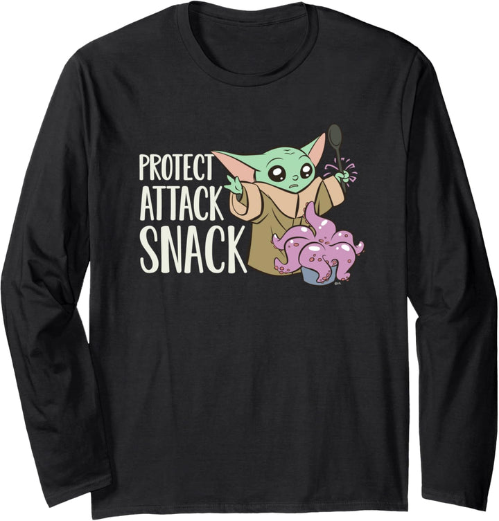 Star Wars The Mandalorian Grogu Protect Attack Snack Chowder Langarmshirt
